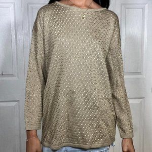 Vintage Express Tricot Women's Gold Tan Oversized Sweater